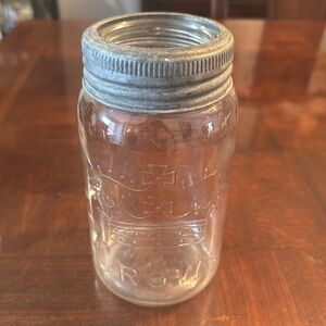 1950's Vintage Canadian Crown Mason Canning Jar with silver rim 28 oz